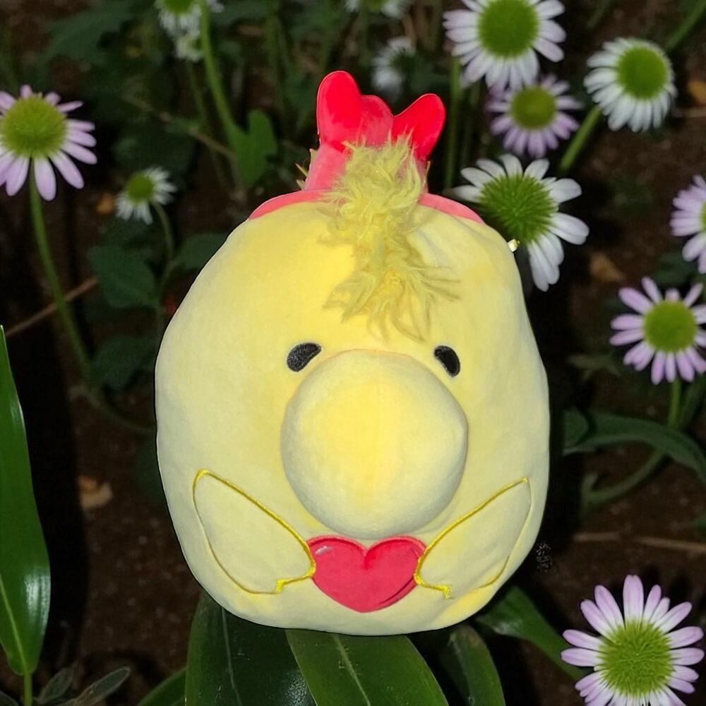 Squishmallows Woodstock Peanuts Plush 8" Heart Valentine Stuffed Toy Pink Yellow